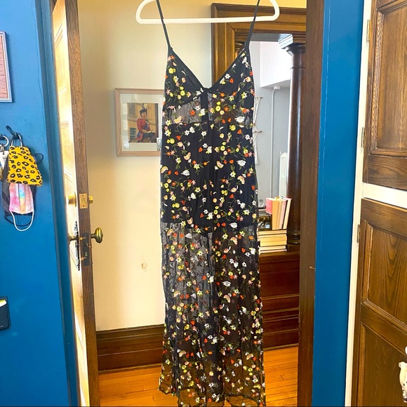 Threadsence Sheer Floral Maxi Dress Romper - Picture 1 of 5